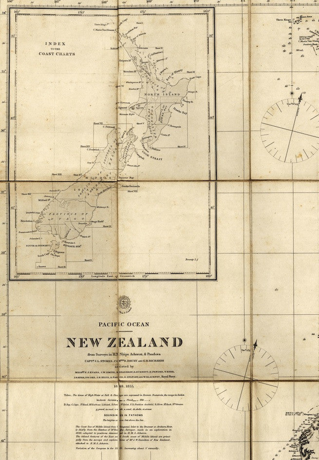 1855 map of New Zealand by Capt. Stokes [Reproduction]