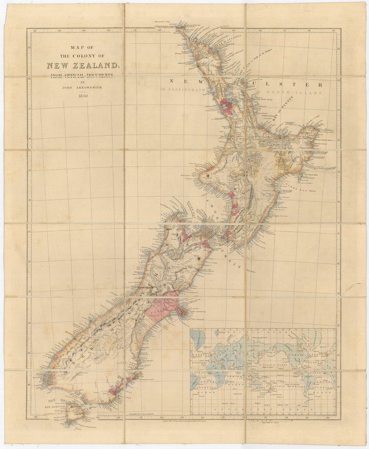 Reproduction of a 1853 map of New Zealand by John Arrowsmith