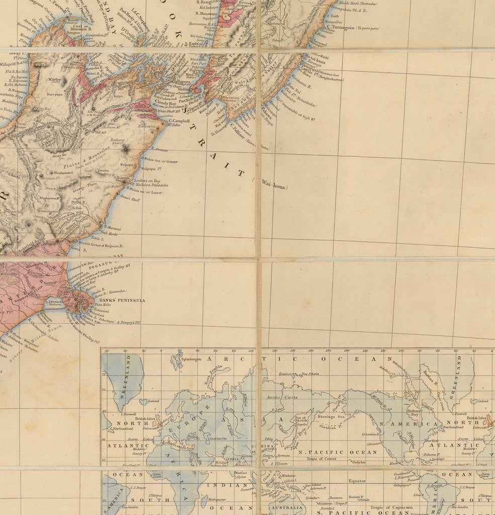 Reproduction of a 1853 map of New Zealand by John Arrowsmith