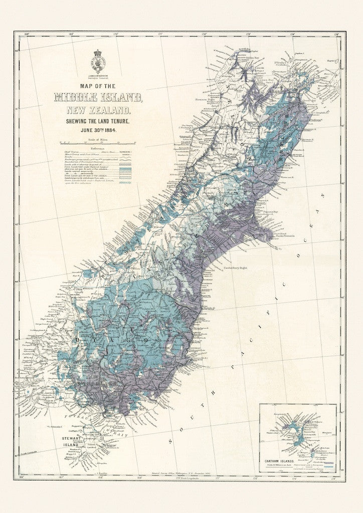Map of the Middle Island of New Zealand,1884 [Reproduction]