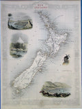 1851 Map of New Zealand [Hand-coloured Reproduction]