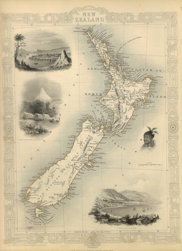1851 Map of New Zealand [Reproduction]