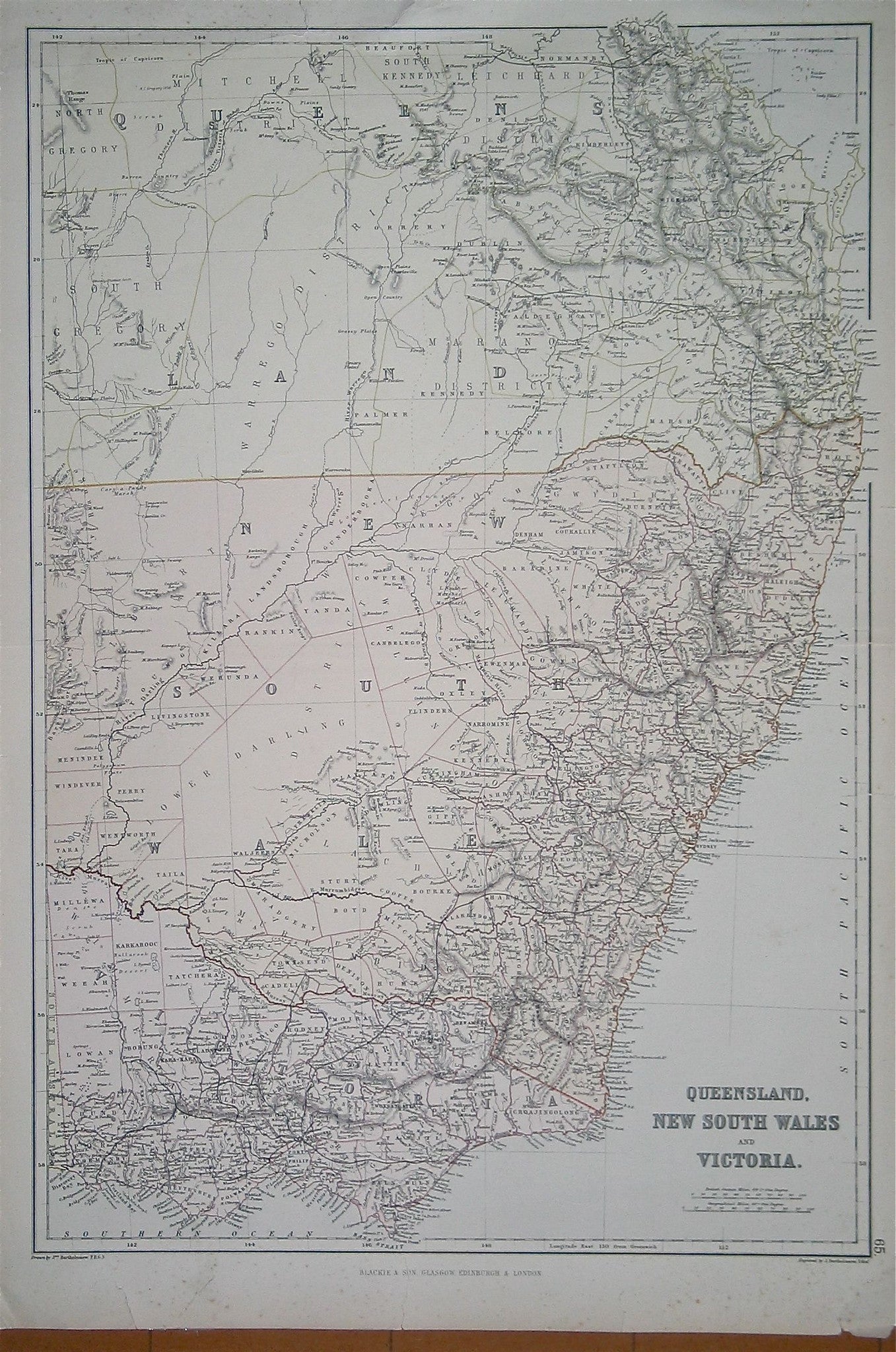 Map of Queensland, New South Wales and Victoria