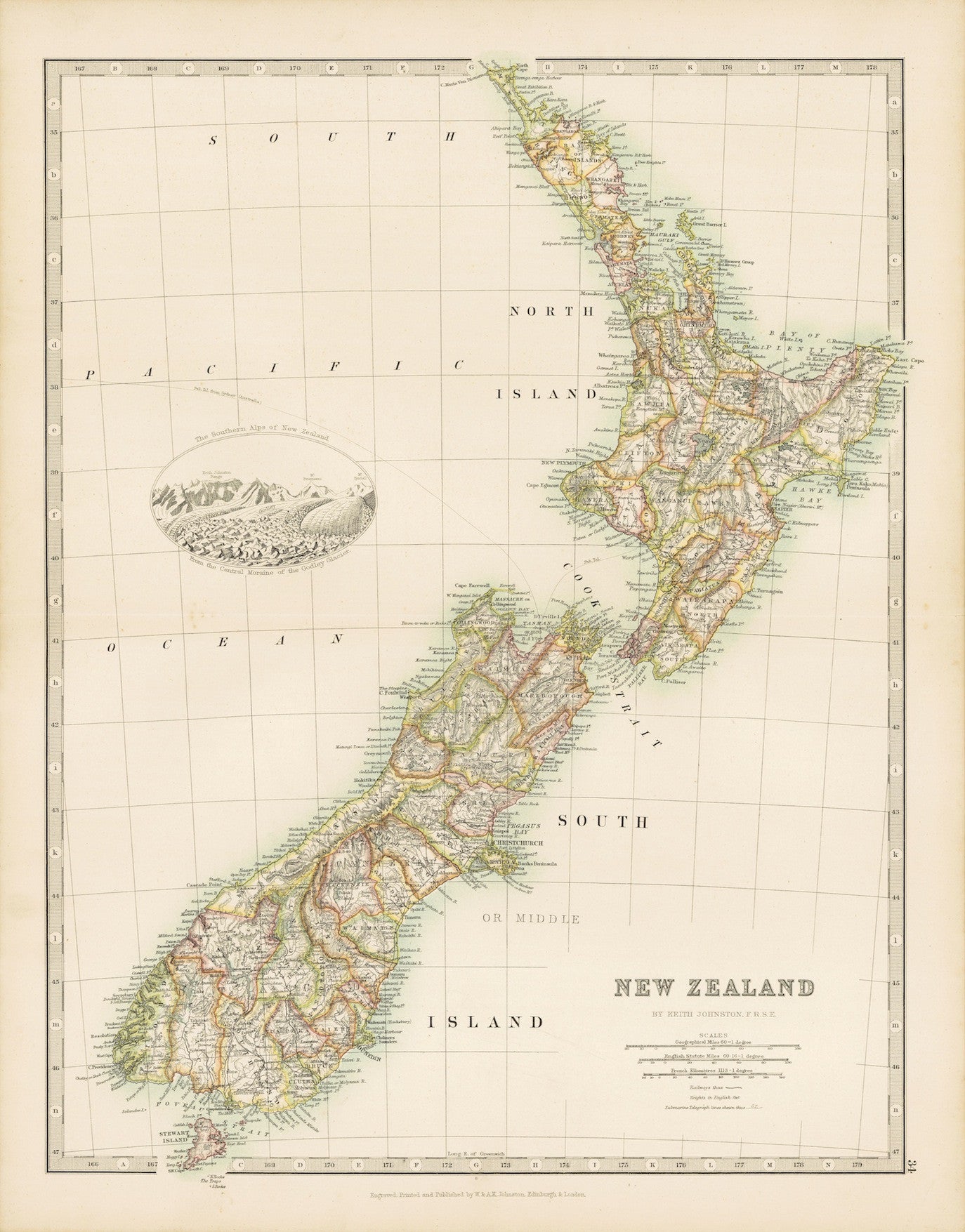 1893 Map of New Zealand [Reproduction]