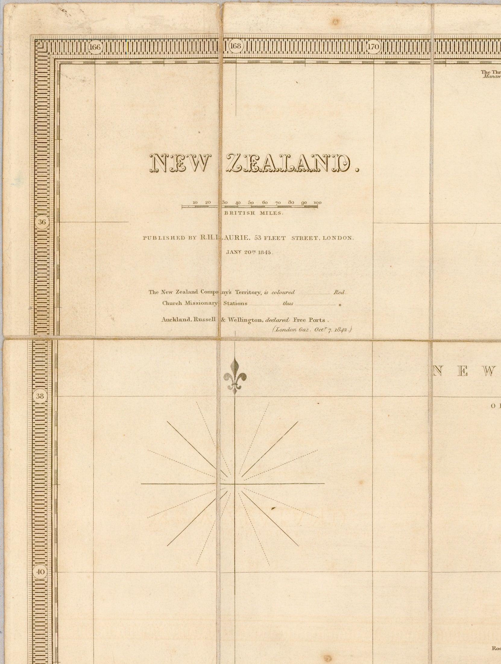 1845 Map of NZ by R.H. Laurie [Reproduction]