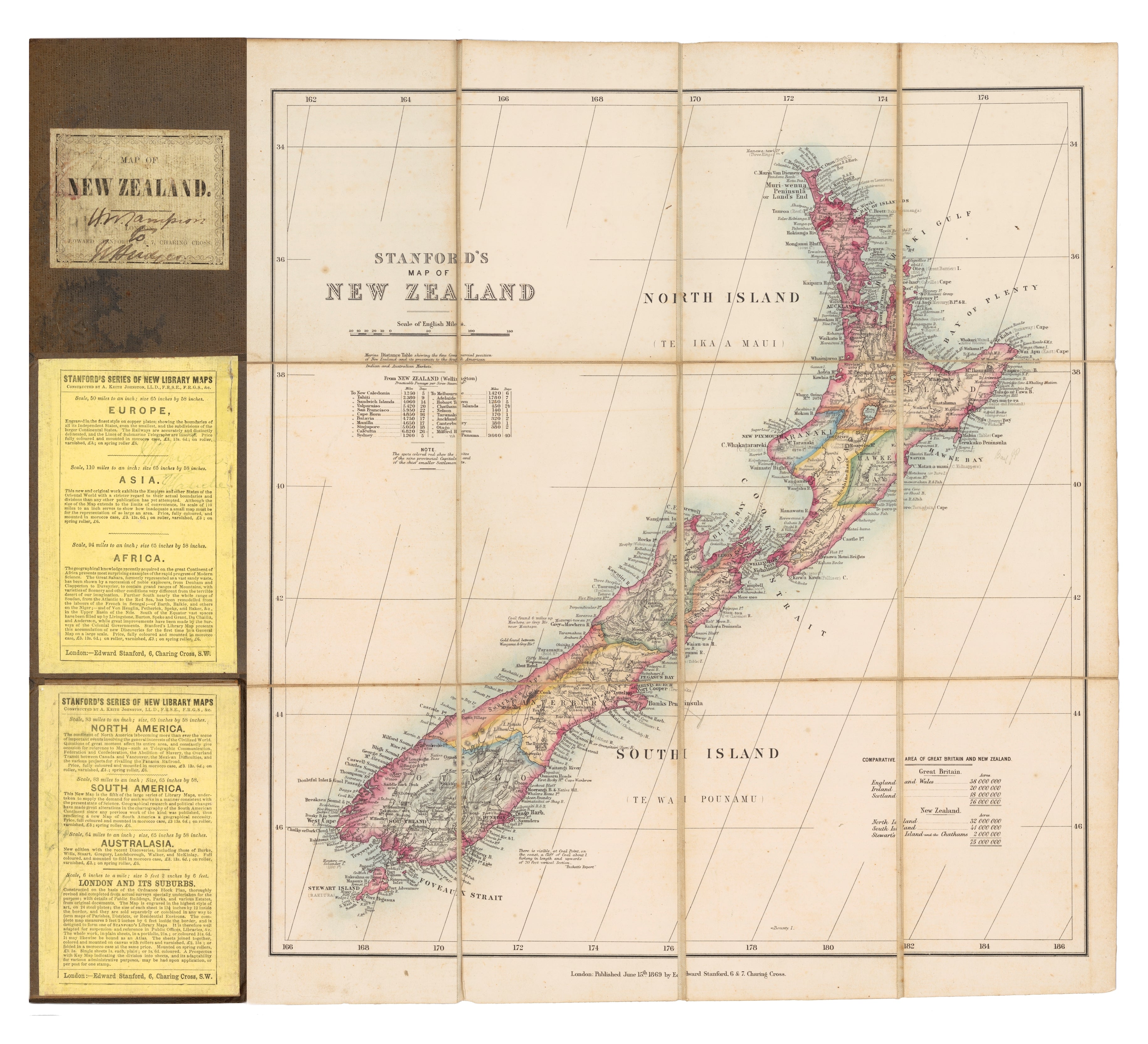 Folding map of New Zealand by Edward Stanford [Reproduction]