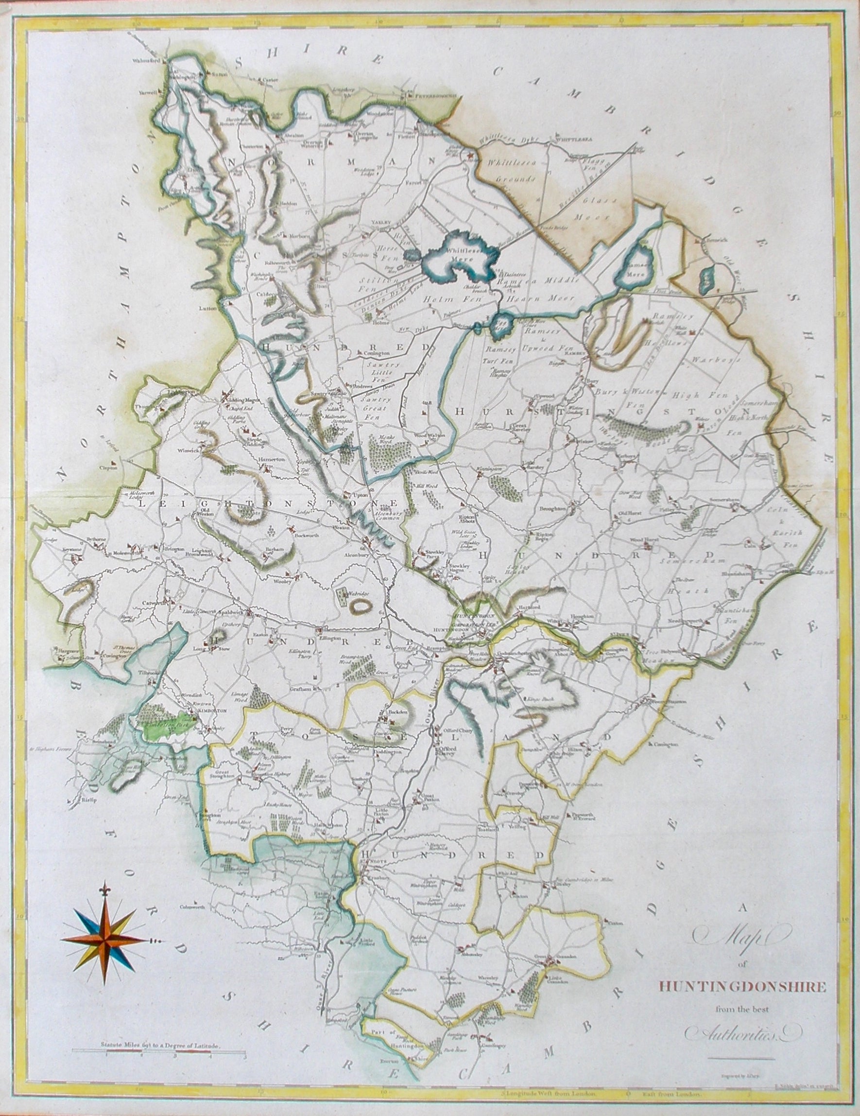 Map of Huntingdonshire by John Cary